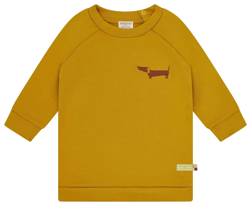 loud-proud-classics-dackel-sweatkleid-bio-baumwolle-curry image 1